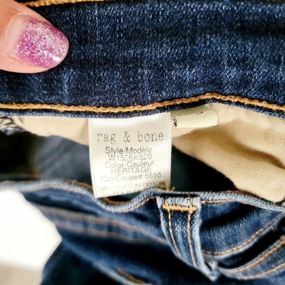 Rag & Bone Capri/Crop Skinny Blue Denim Jeans Women's Size 25 - Picture 10 of 11